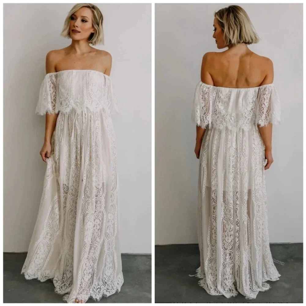 Baltic Born Leon Off Shoulder Whimsy Fairy Lace Maxi Dress
